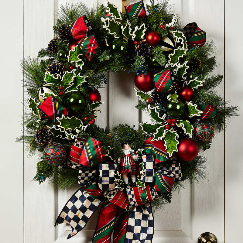 MacKenzie-Childs Tartastic Illuminated Wreath | Perigold